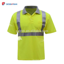 Sicherheits-T-Shirt Warnschutz-Arbeitskleidung der hohen Sicht-Männer für Bauarbeiter mit reflektierendem Band und Tasche der Qualitäts-3M